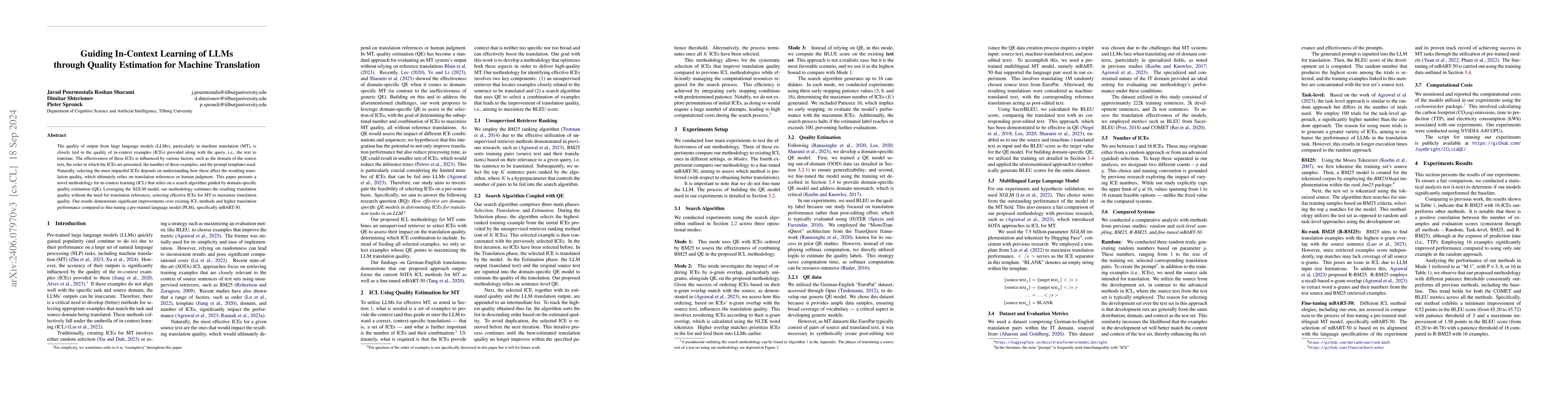 Thumbnail for Guiding In-Context Learning of LLMs through Quality Estimation for
  Machine Translation