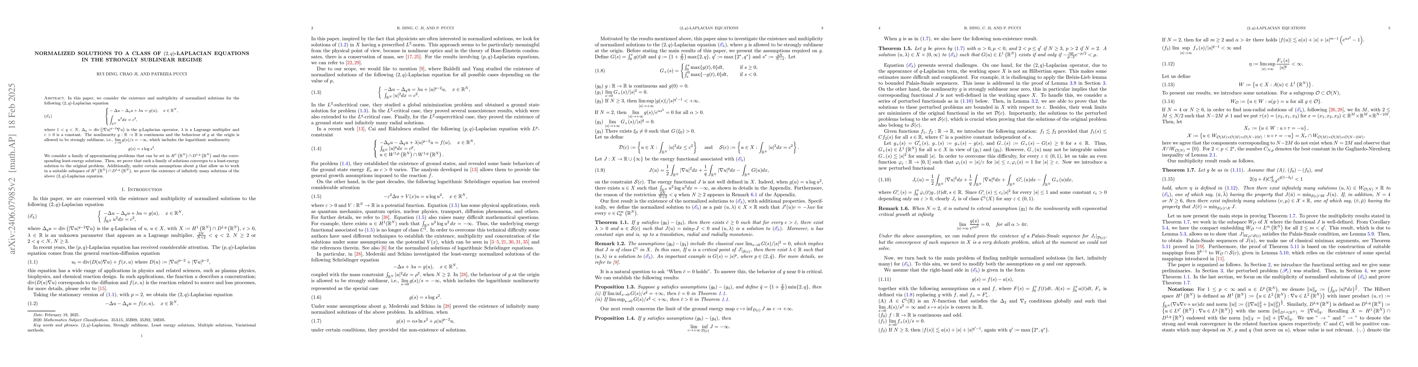 Thumbnail for Normalized solutions to a class of $(2, q)$-Laplacian equations in the
  strongly sublinear regime