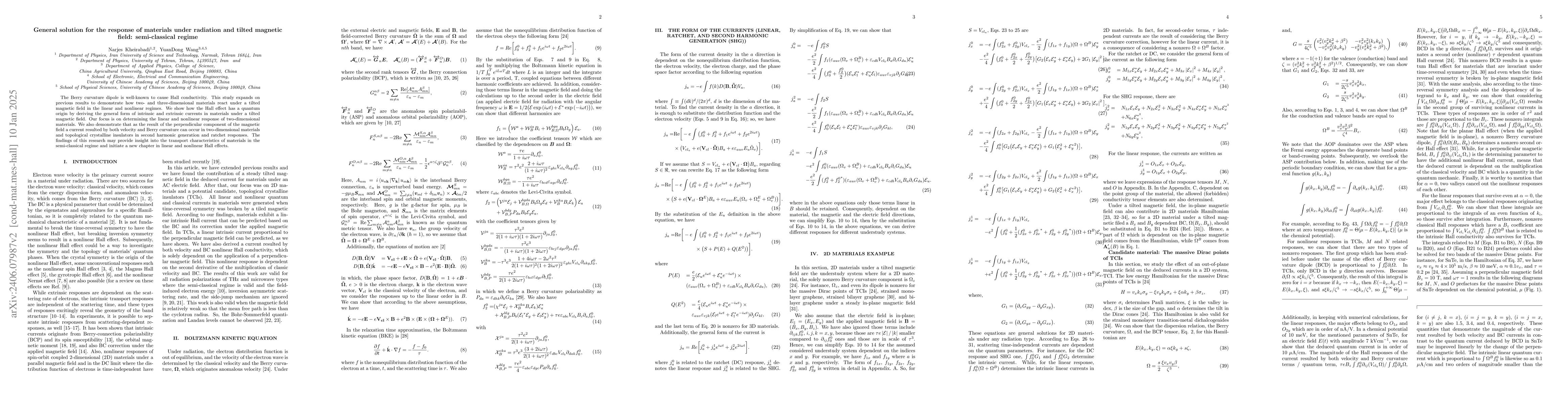 Thumbnail for A general solution for the response of materials under radiation and
  tilted magnetic field: semi-classical regime