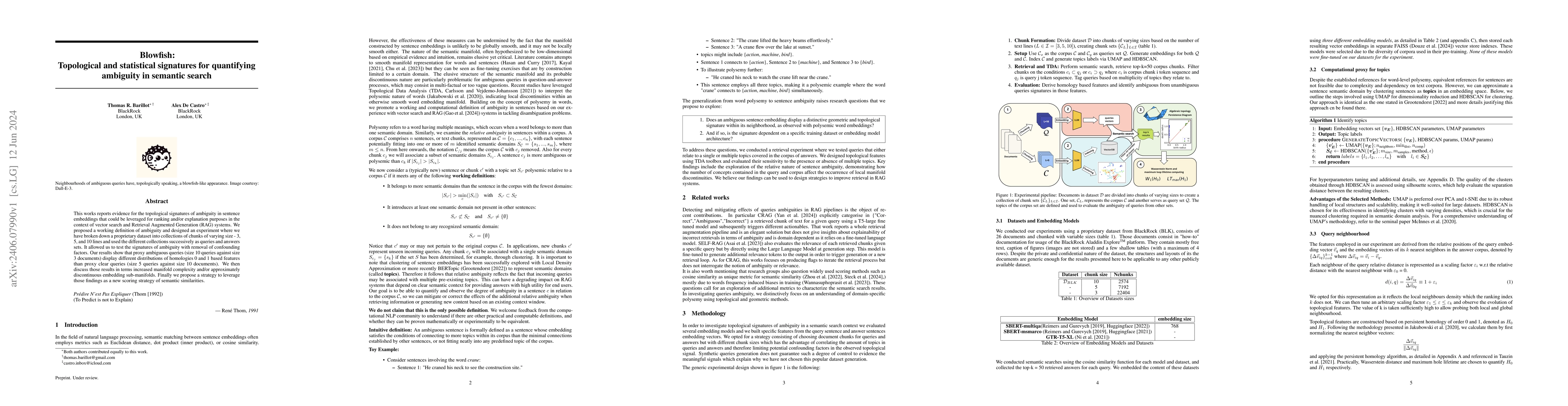 Thumbnail for Blowfish: Topological and statistical signatures for quantifying
  ambiguity in semantic search