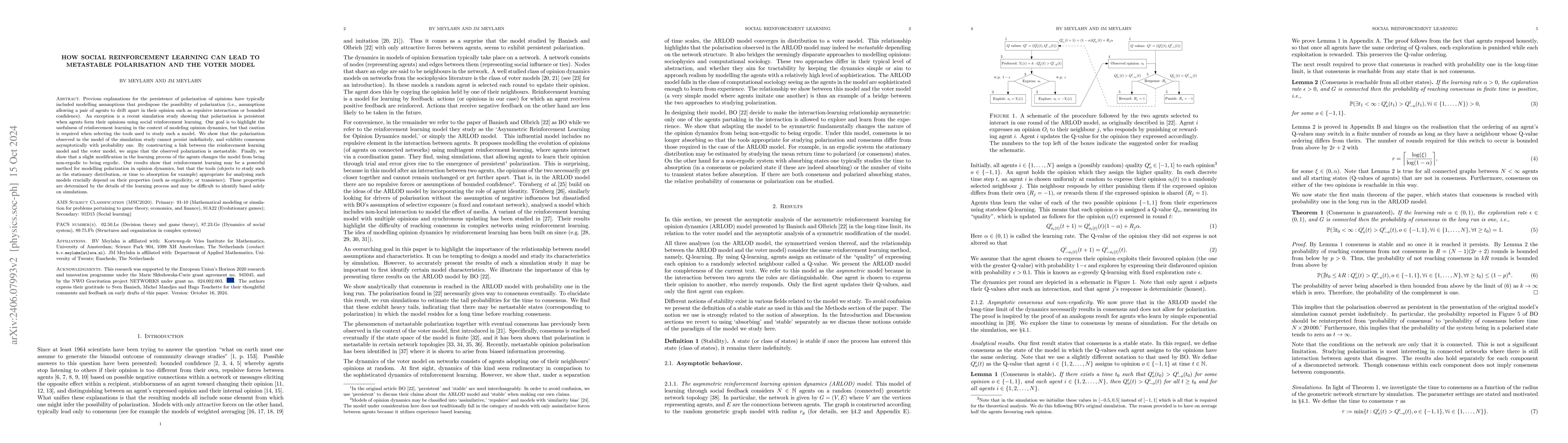 Thumbnail for How social reinforcement learning can lead to metastable polarisation
  and the voter model