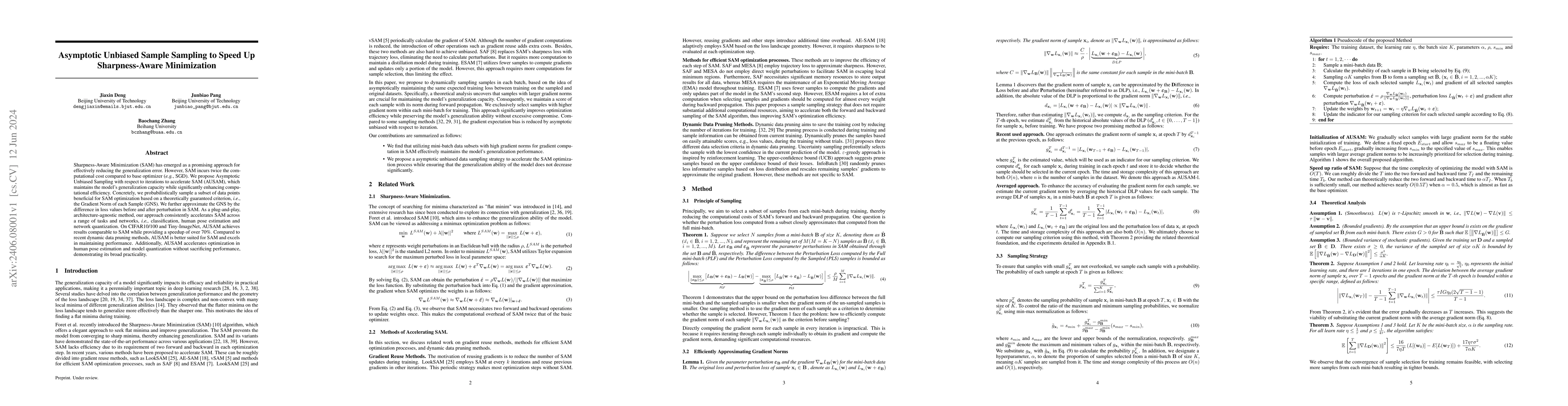 Thumbnail for Asymptotic Unbiased Sample Sampling to Speed Up Sharpness-Aware
  Minimization