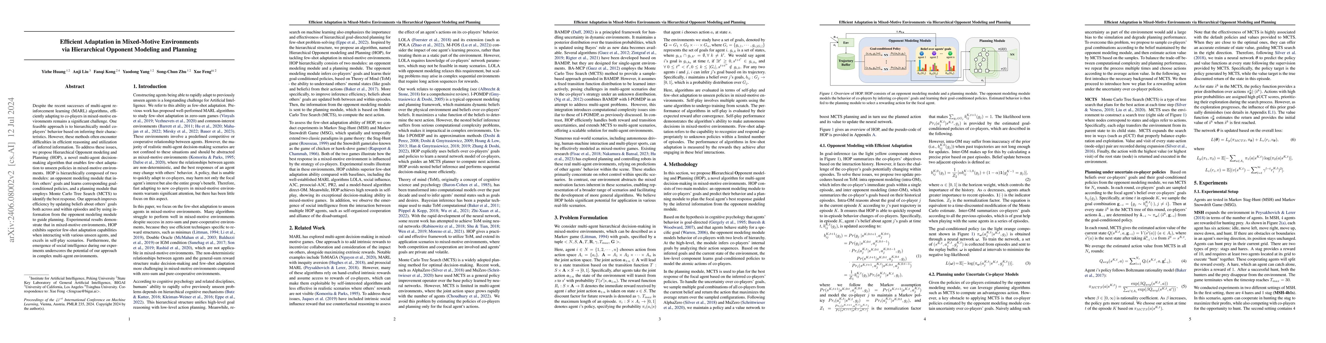 Thumbnail for Efficient Adaptation in Mixed-Motive Environments via Hierarchical
  Opponent Modeling and Planning