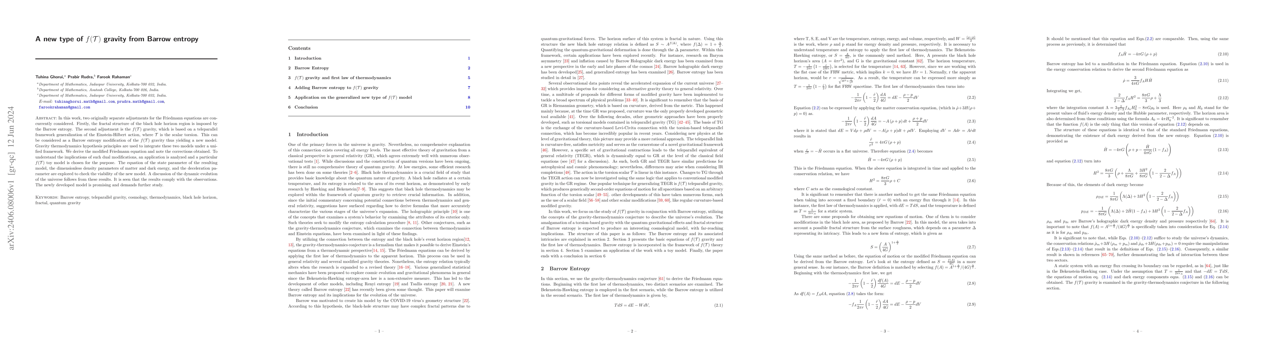 Thumbnail for A new type of $f(\mathcal{T})$ gravity from Barrow entropy