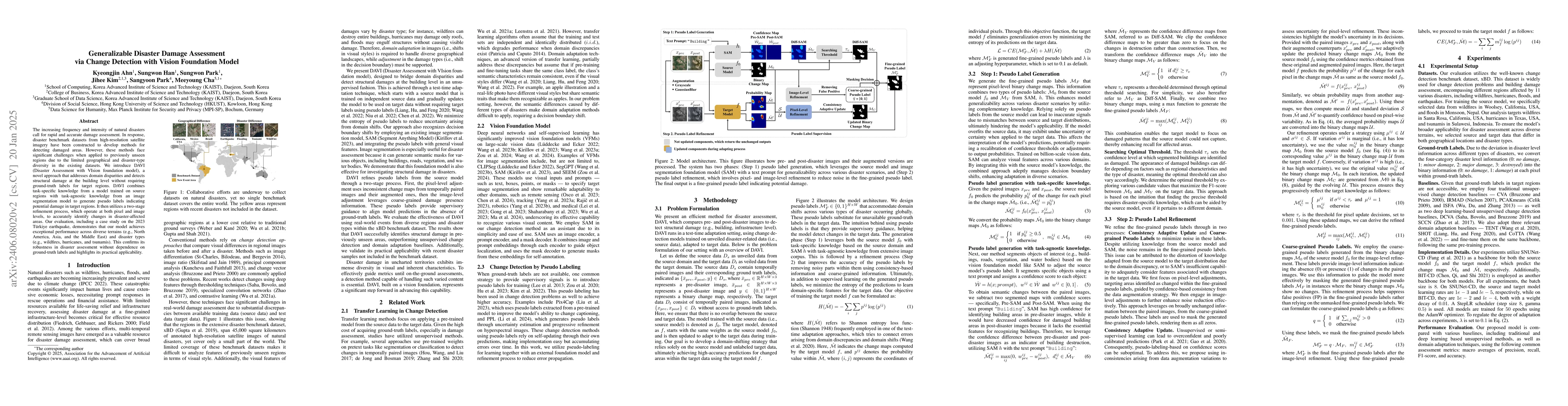 Thumbnail for Generalizable Disaster Damage Assessment via Change Detection with
  Vision Foundation Model