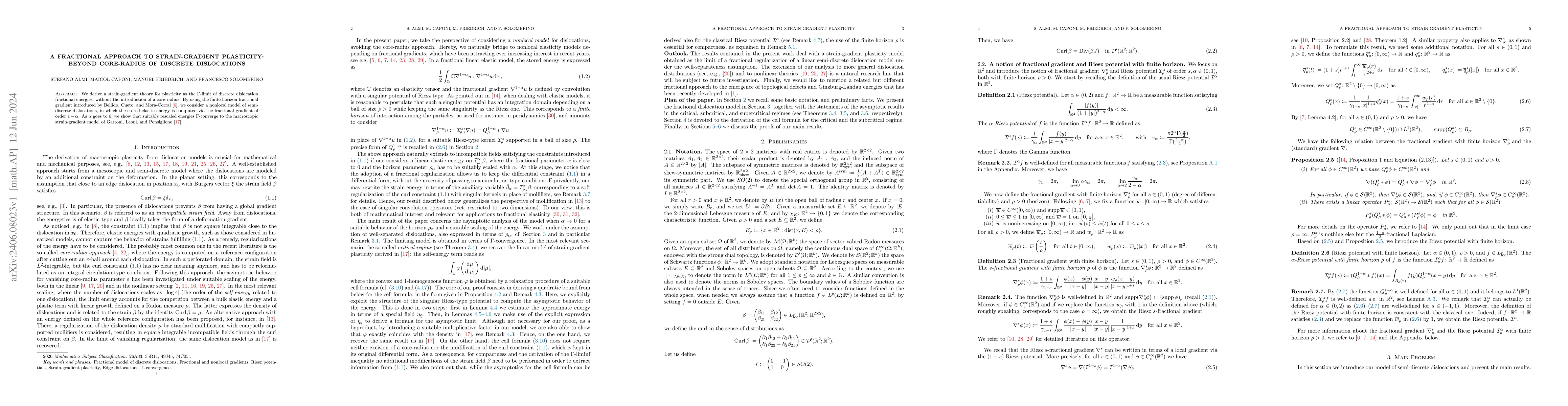 Thumbnail for A fractional approach to strain-gradient plasticity: beyond core-radius
  of discrete dislocations
