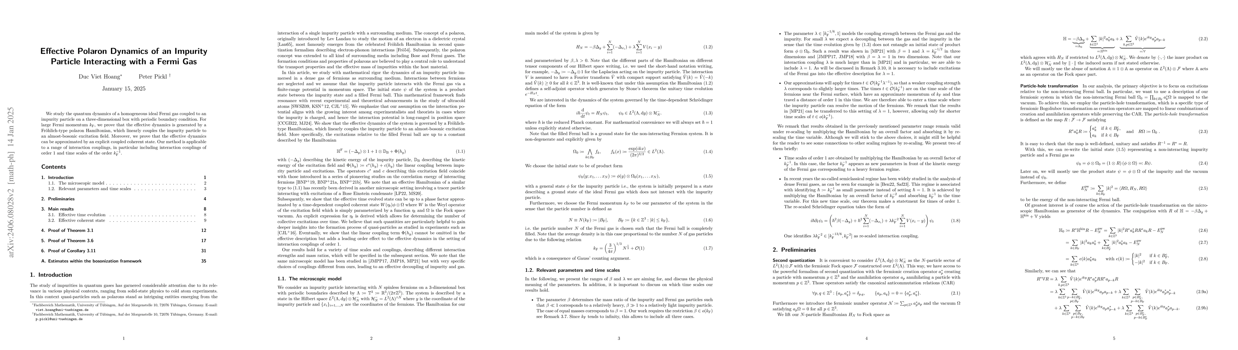 Thumbnail for Effective Polaron Dynamics of an Impurity Particle Interacting with a
  Fermi Gas