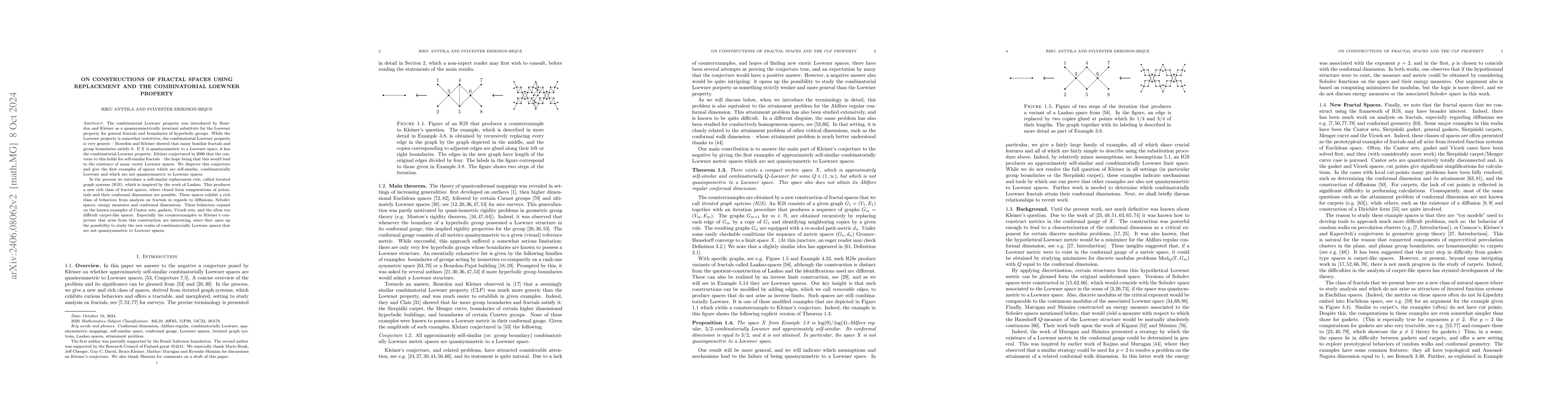 Thumbnail for On Constructions of Fractal Spaces Using Replacement and the
  Combinatorial Loewner Property