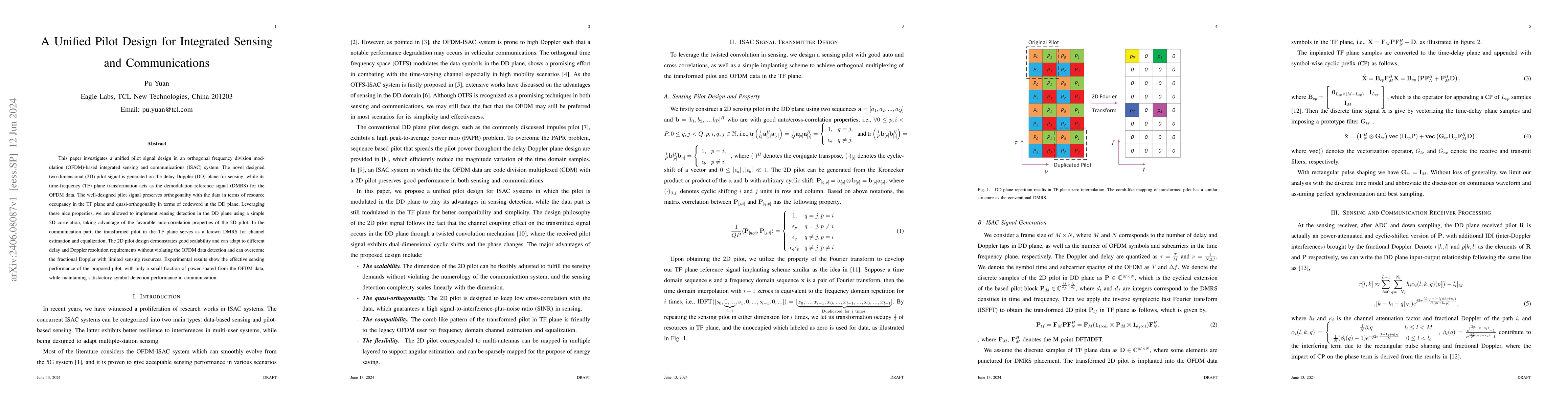 Thumbnail for A Unified Pilot Design for Integrated Sensing and Communications
