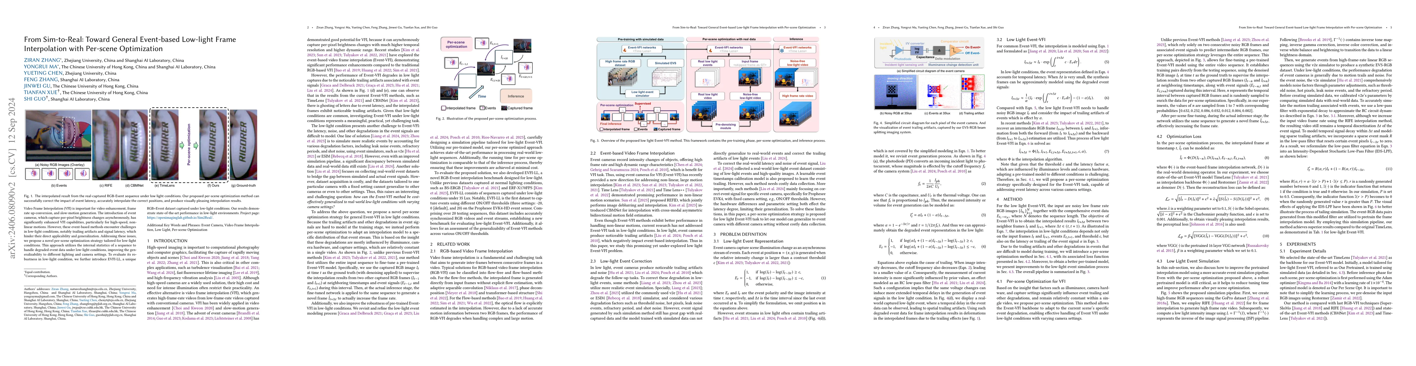 Thumbnail for From Sim-to-Real: Toward General Event-based Low-light Frame
  Interpolation with Per-scene Optimization