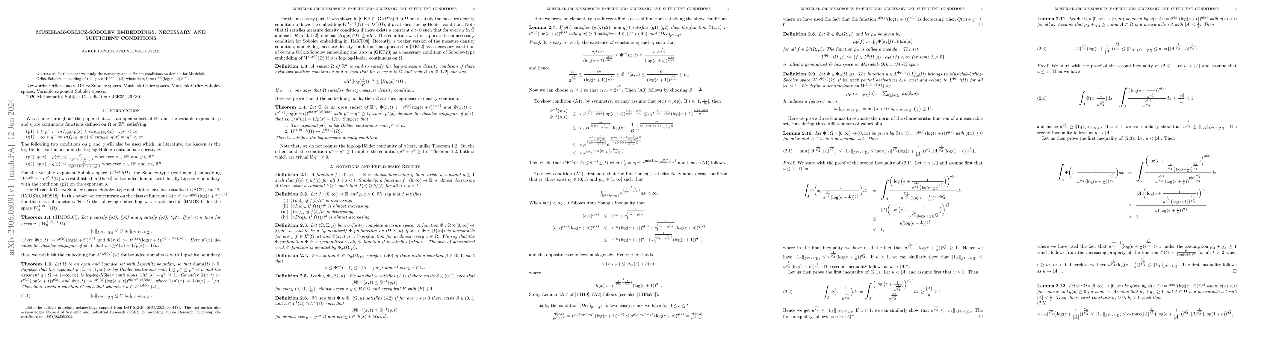 Thumbnail for Musielak-Orlicz-Sobolev embeddings: Necessary and Sufficient Conditions