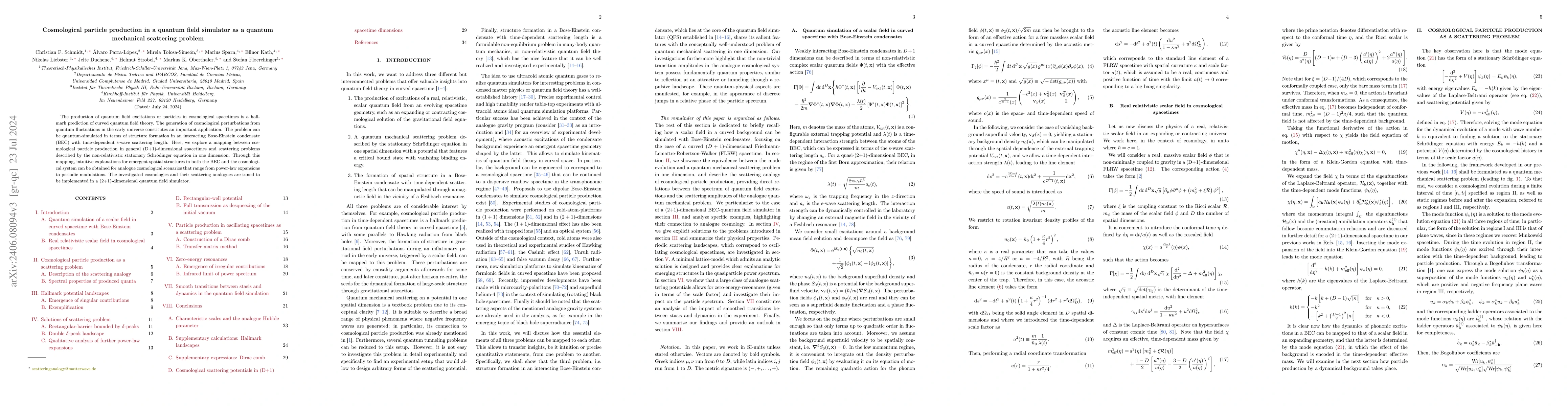 Thumbnail for Cosmological particle production in a quantum field simulator as a
  quantum mechanical scattering problem