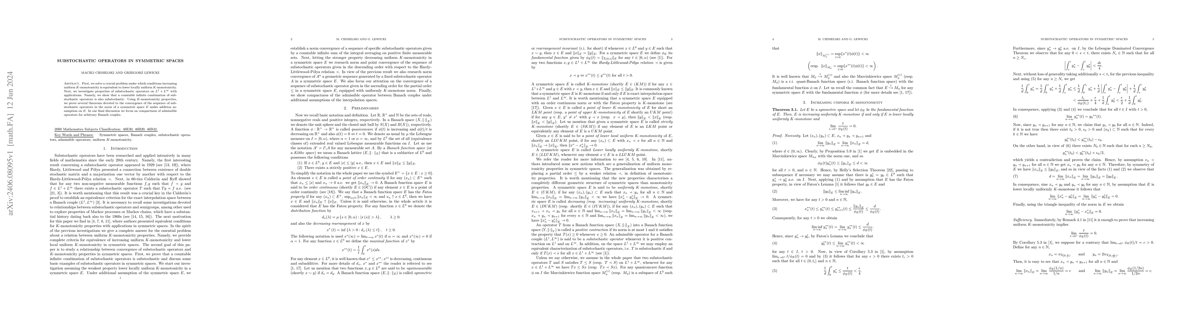 Thumbnail for Substochastic operators in symmetric spaces