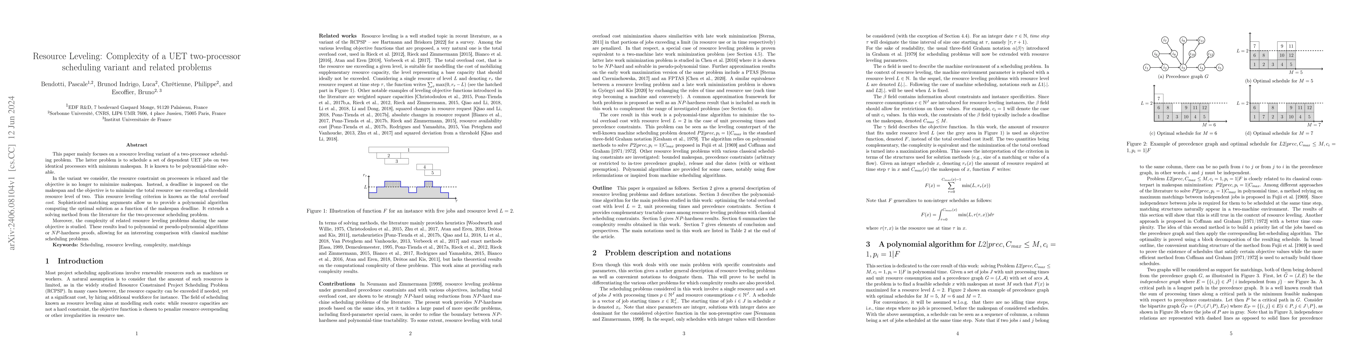 Thumbnail for Resource Leveling: Complexity of a UET two-processor scheduling variant
  and related problems