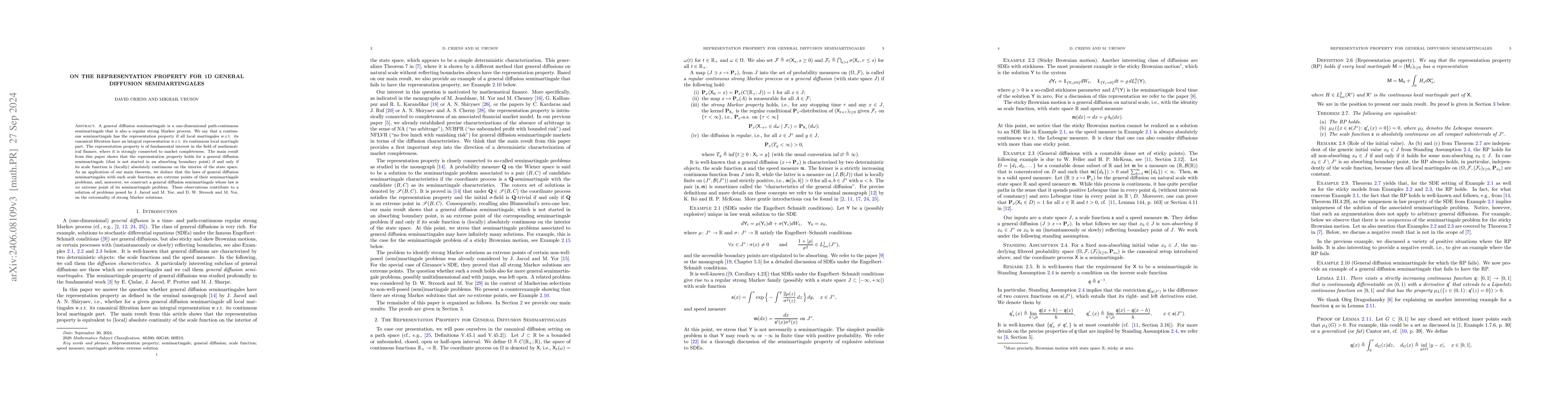 Thumbnail for On the representation property for 1D general diffusion semimartingales