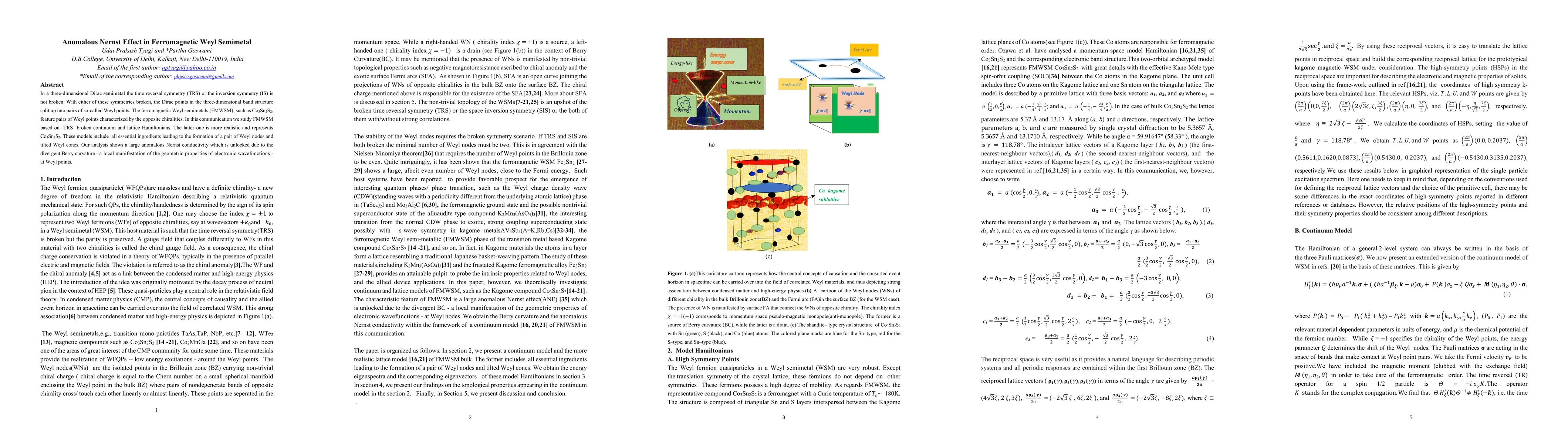 Thumbnail for Anomalous Nernst Effect in Ferromagnetic Weyl Semimetal
