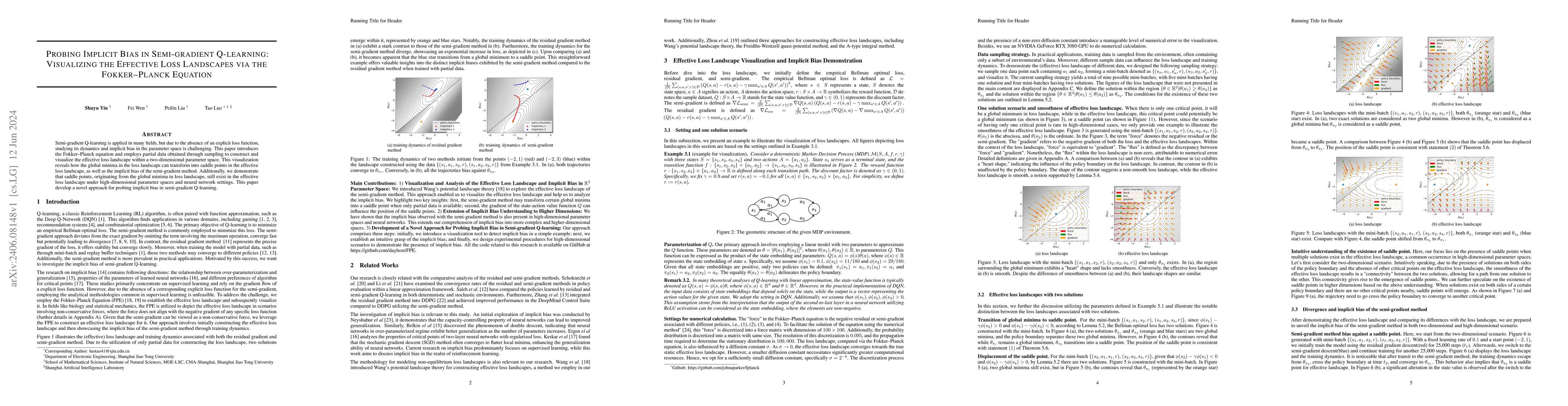 Thumbnail for Probing Implicit Bias in Semi-gradient Q-learning: Visualizing the
  Effective Loss Landscapes via the Fokker--Planck Equation