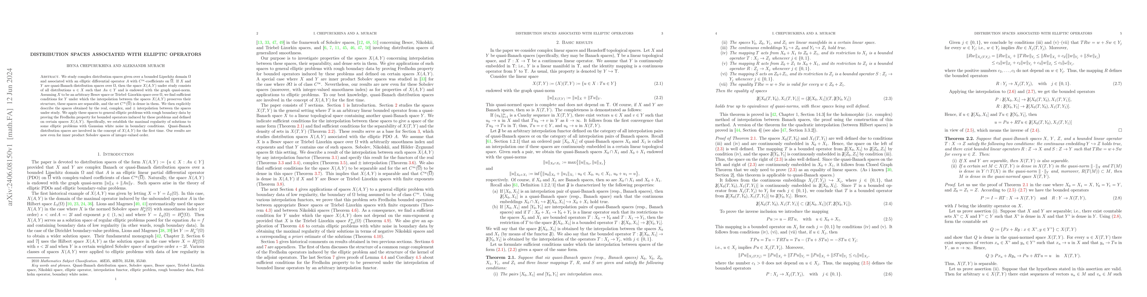 Thumbnail for Distribution spaces associated with elliptic operators