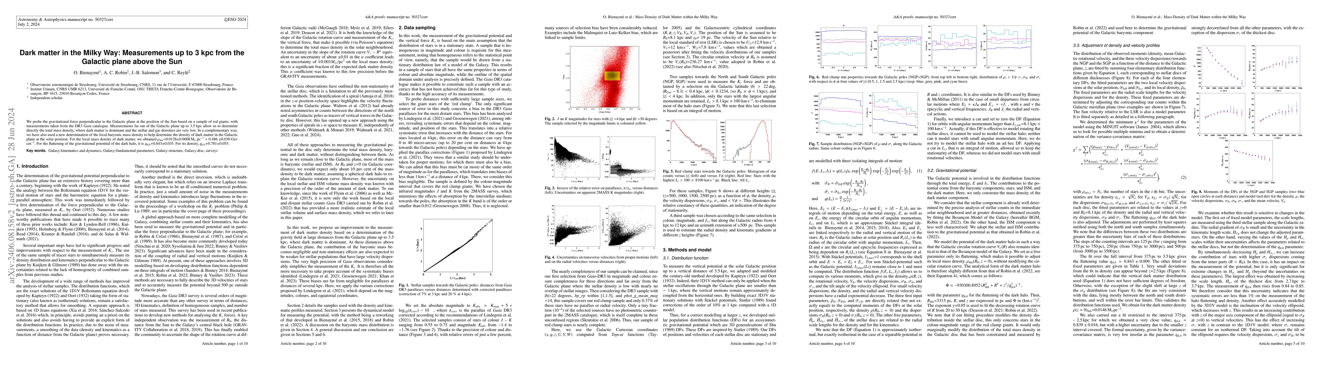 Thumbnail for Dark matter in the Milky Way: Measurements up to 3 kpc from the Galactic
  plane above the Sun