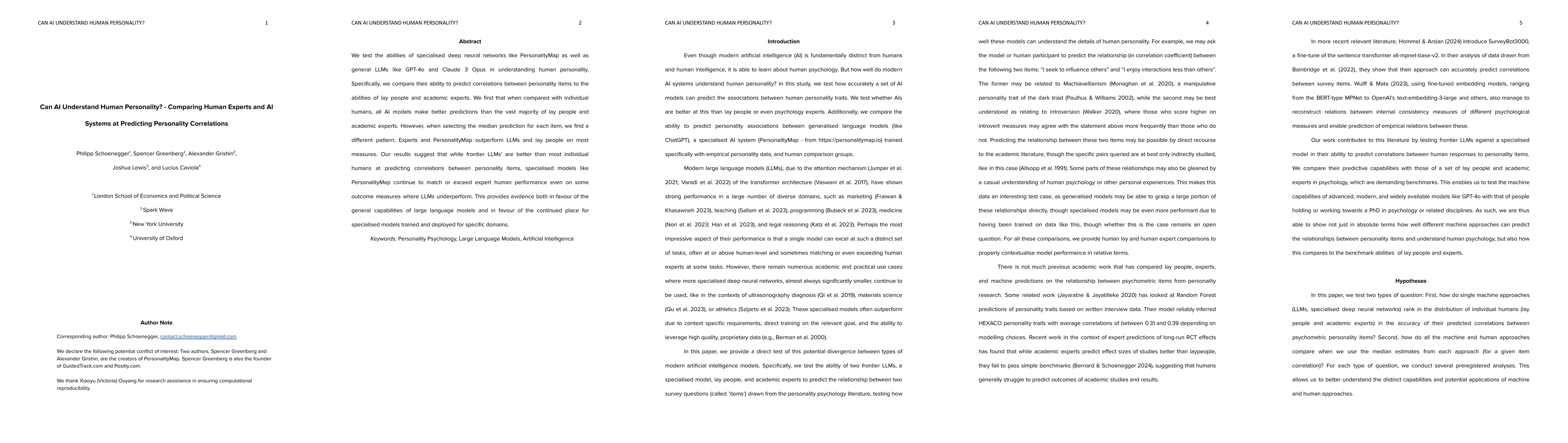 Thumbnail for Can AI Understand Human Personality? -- Comparing Human Experts and AI
  Systems at Predicting Personality Correlations