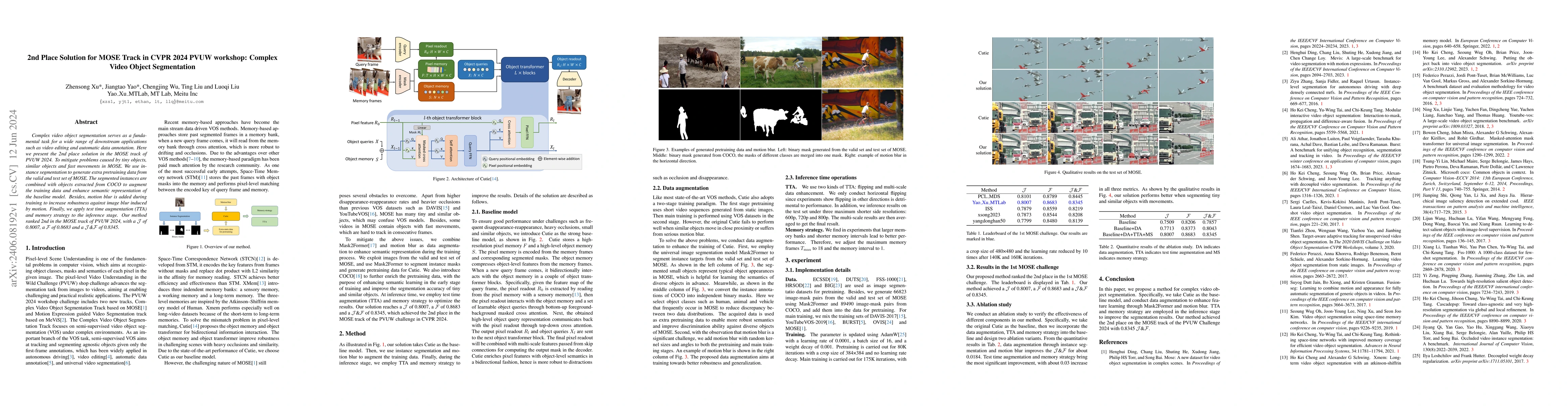 Thumbnail for 2nd Place Solution for MOSE Track in CVPR 2024 PVUW workshop: Complex
  Video Object Segmentation