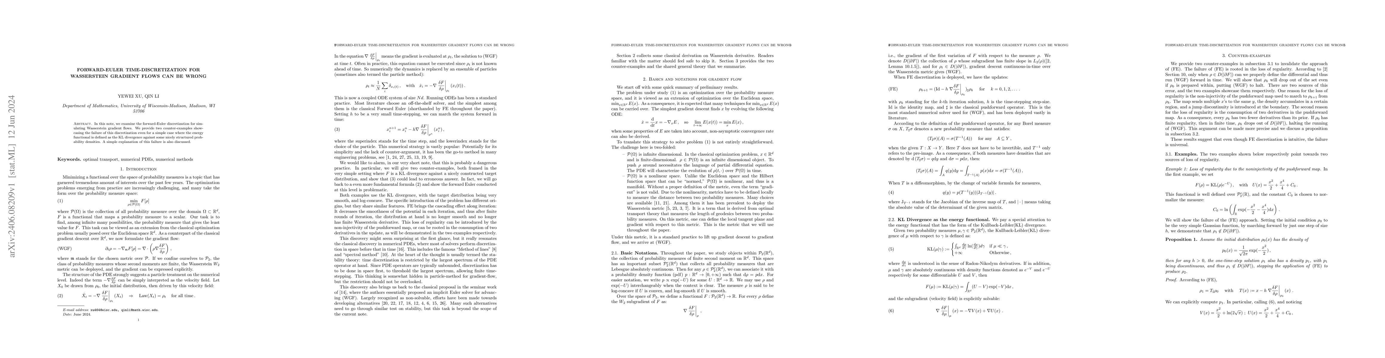 Thumbnail for Forward-Euler time-discretization for Wasserstein gradient flows can be
  wrong