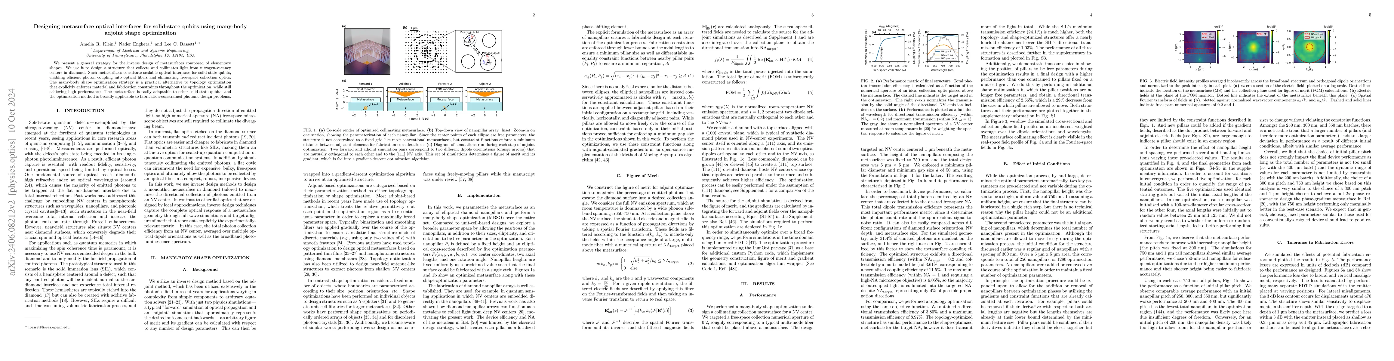 Thumbnail for Designing metasurface optical interfaces for solid-state qubits using
  many-body adjoint shape optimization