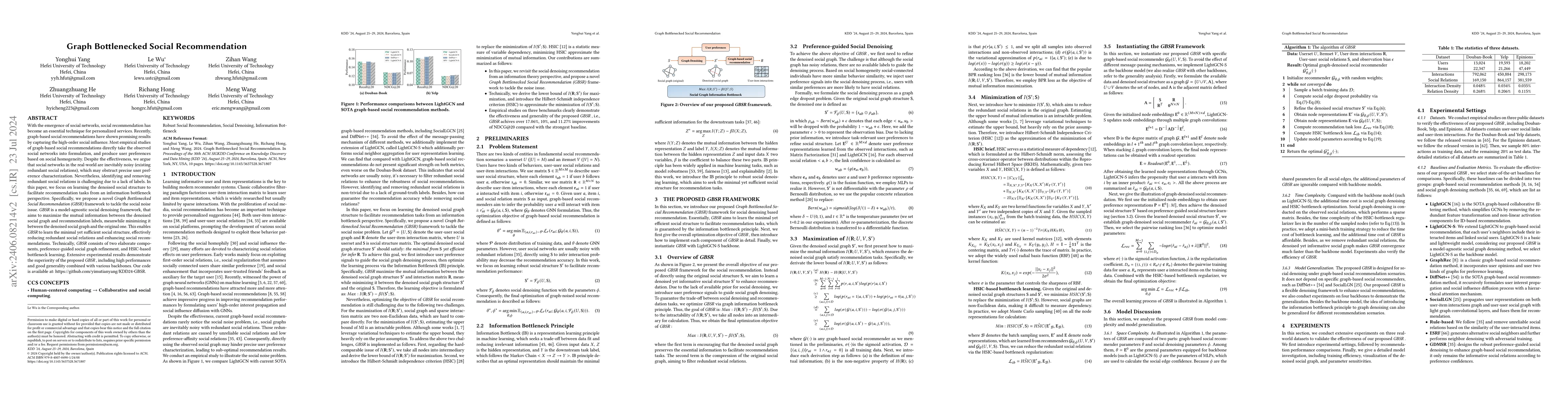 Thumbnail for Graph Bottlenecked Social Recommendation