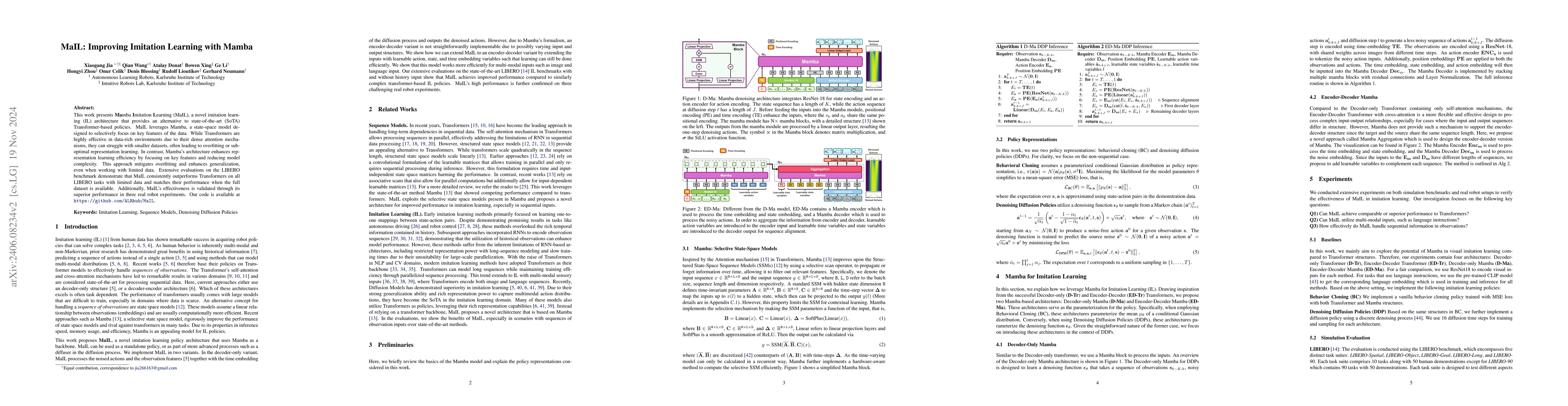 Thumbnail for MaIL: Improving Imitation Learning with Mamba