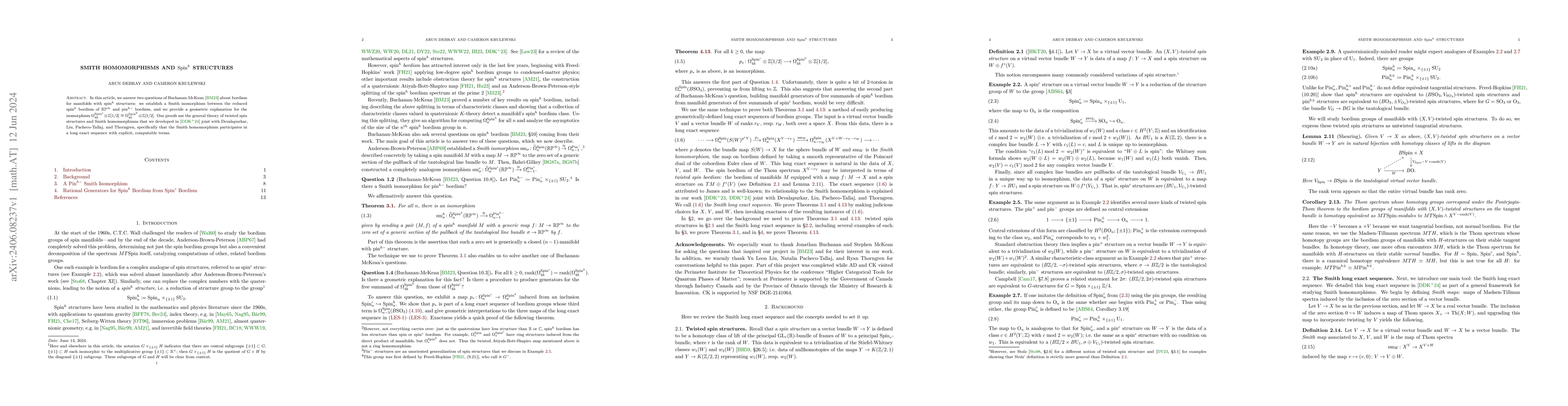 Thumbnail for Smith homomorphisms and Spin$^h$ structures