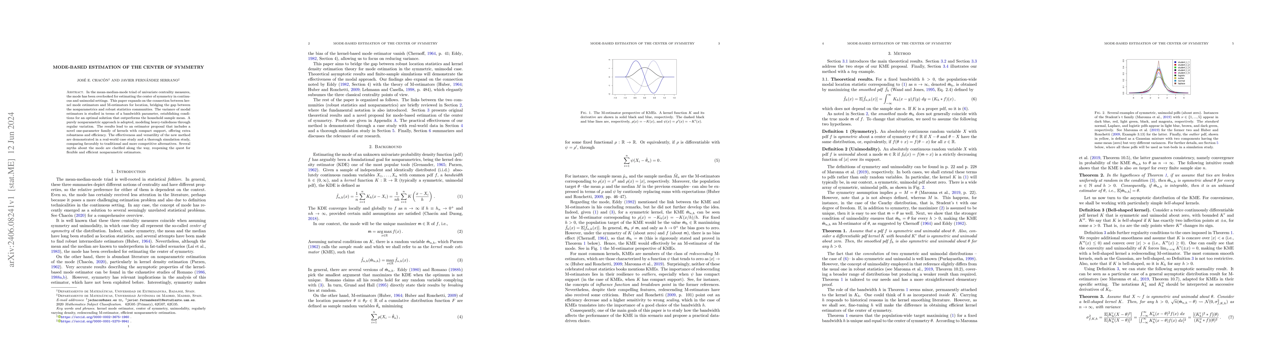 Thumbnail for Mode-based estimation of the center of symmetry