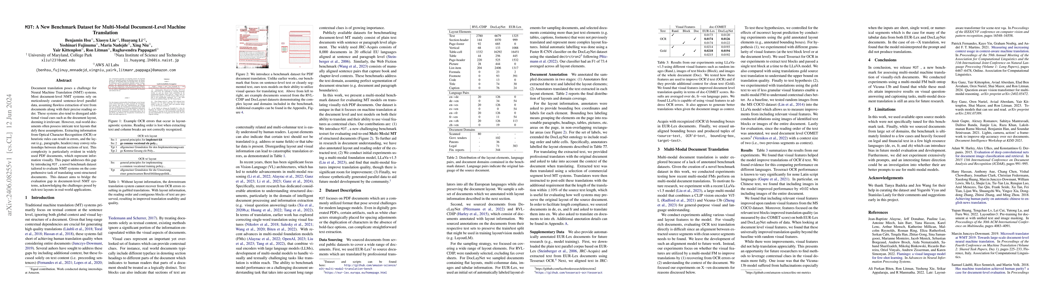 Thumbnail for M3T: A New Benchmark Dataset for Multi-Modal Document-Level Machine
  Translation