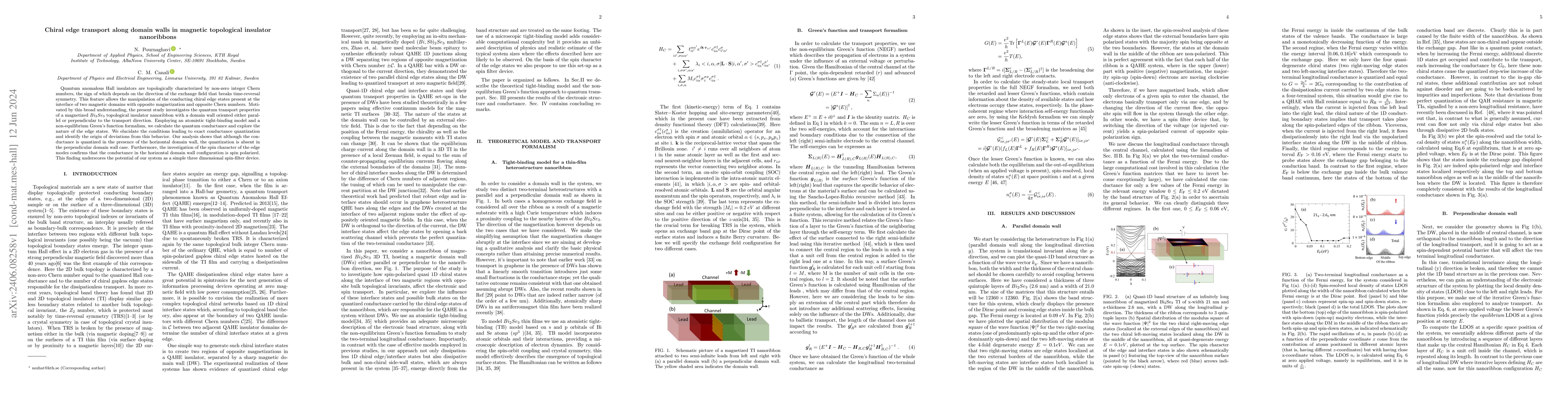 Thumbnail for Chiral edge transport along domain walls in magnetic topological
  insulator nanoribbons
