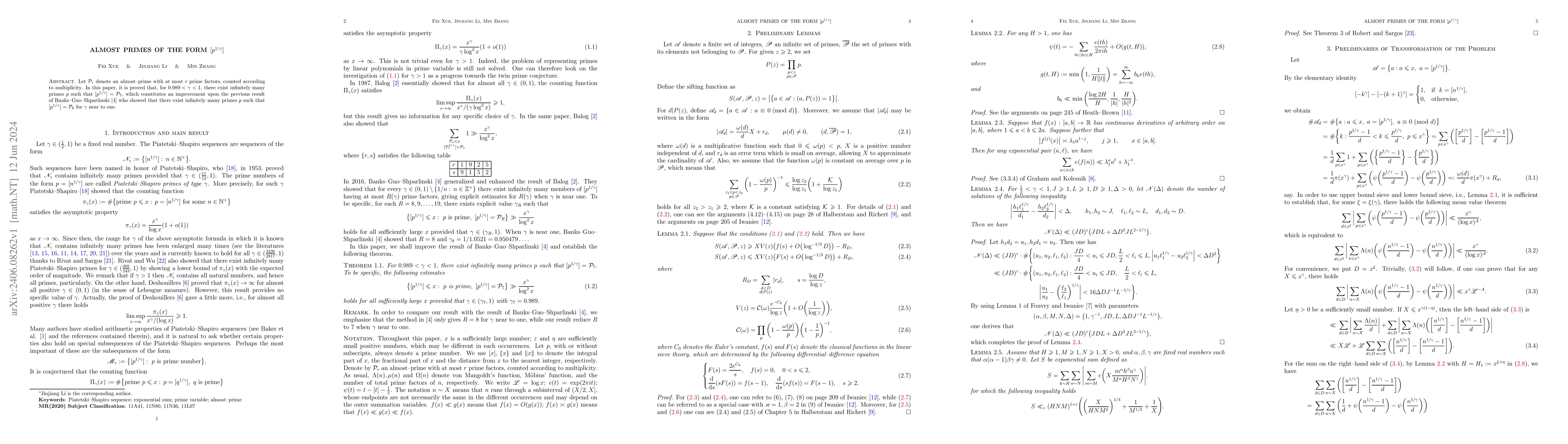 Thumbnail for Almost primes of the form $[p^{1/\gamma}]$