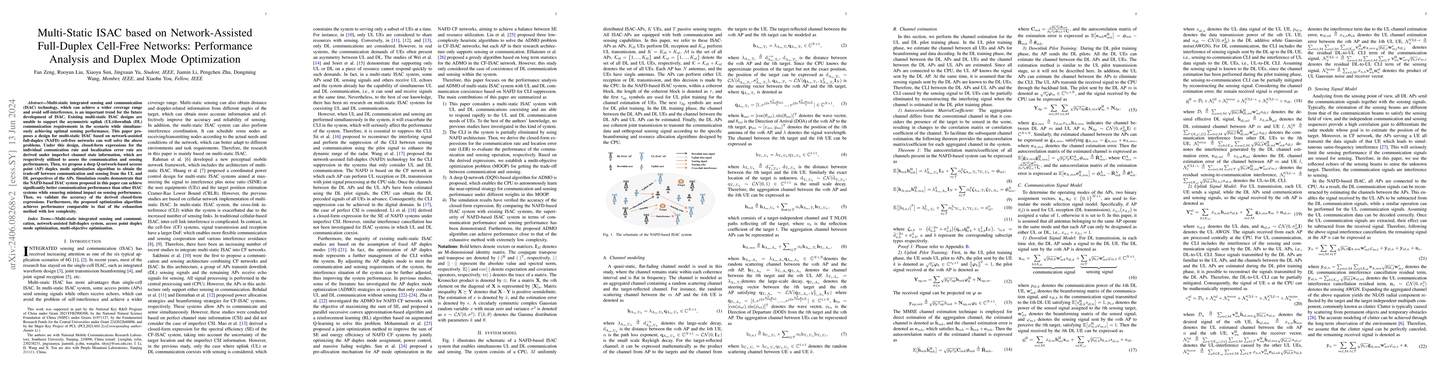 Thumbnail for Multi-Static ISAC based on Network-Assisted Full-Duplex Cell-Free
  Networks: Performance Analysis and Duplex Mode Optimization