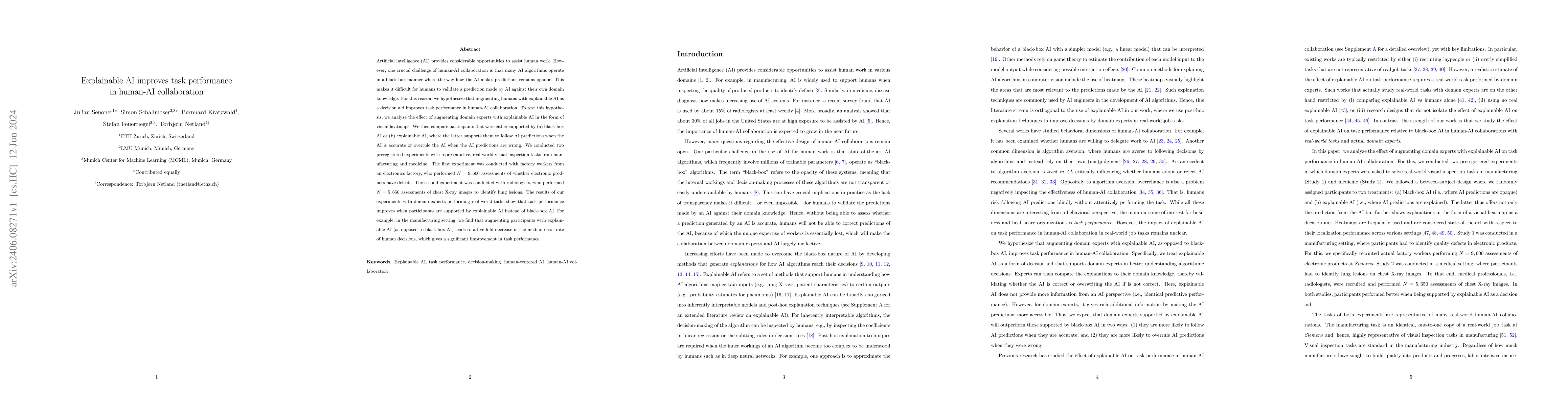 Thumbnail for Explainable AI improves task performance in human-AI collaboration