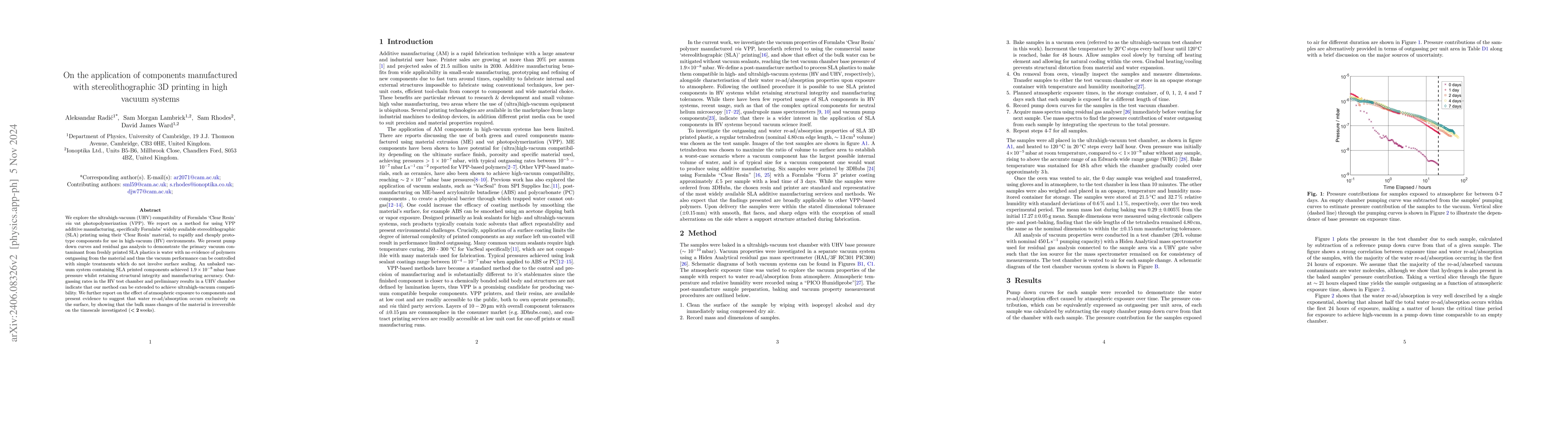 Thumbnail for On the application of components manufactured with stereolithographic 3D
  printing in high vacuum systems