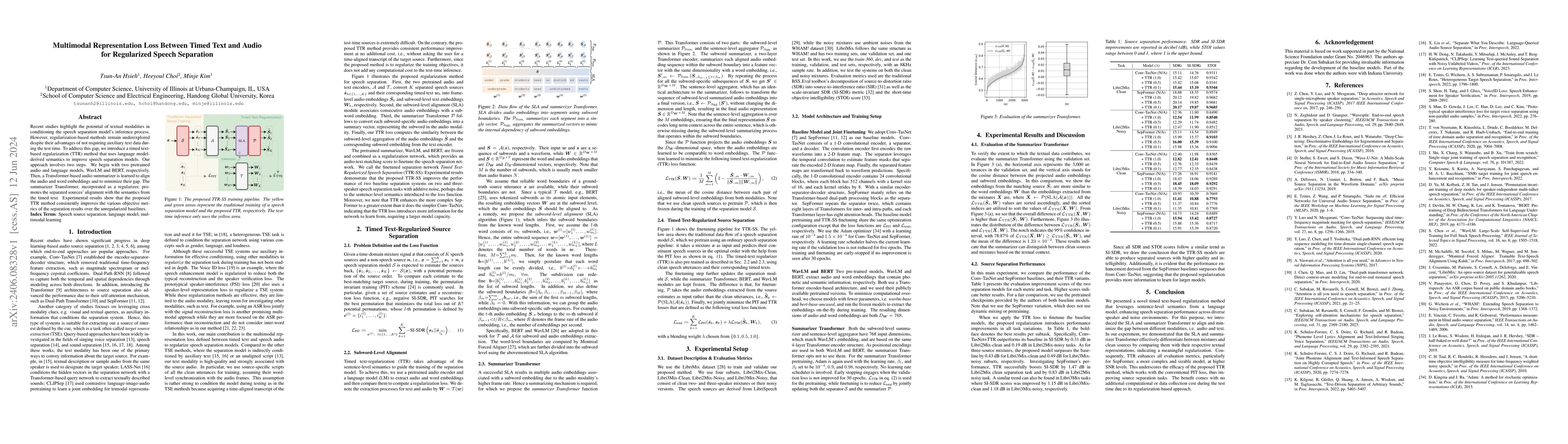 Thumbnail for Multimodal Representation Loss Between Timed Text and Audio for
  Regularized Speech Separation