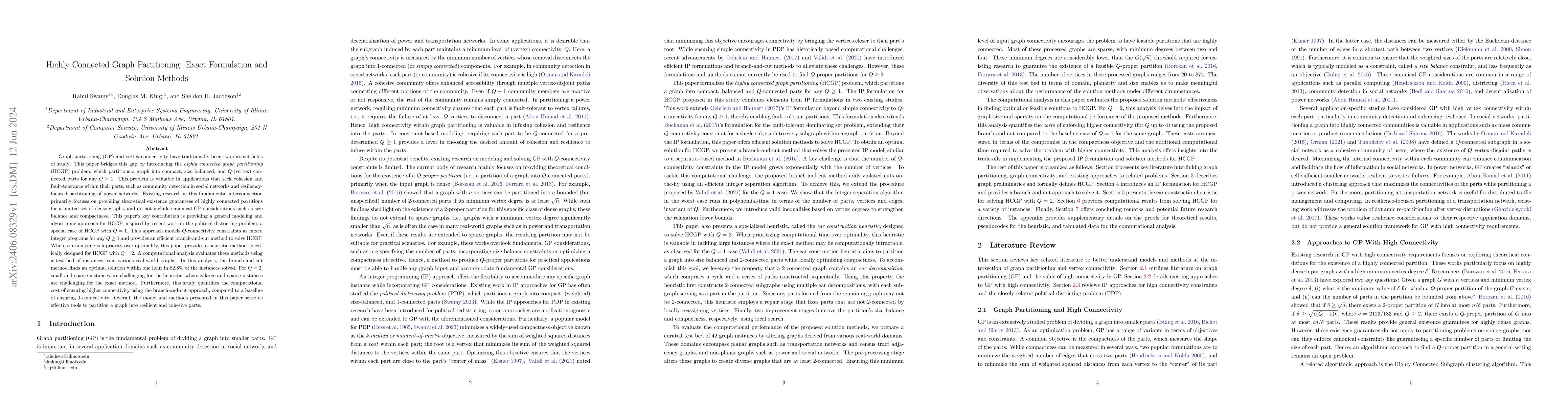 Thumbnail for Highly Connected Graph Partitioning: Exact Formulation and Solution
  Methods