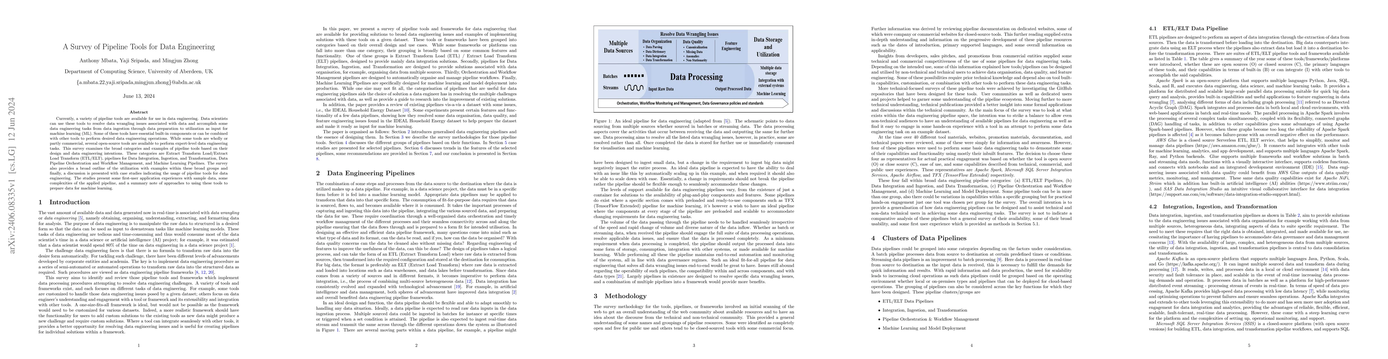 Thumbnail for A Survey of Pipeline Tools for Data Engineering