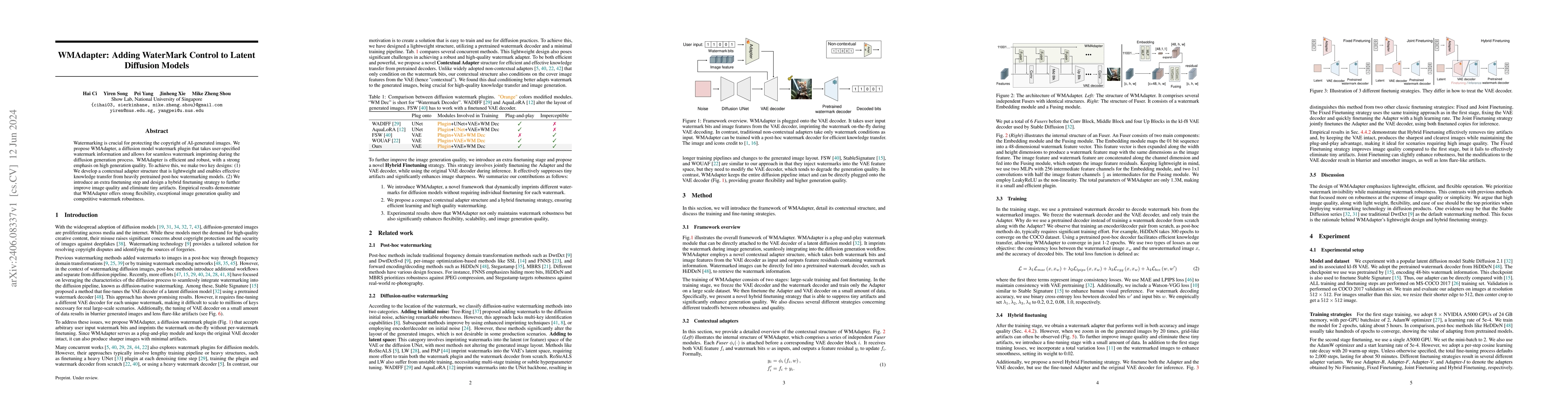 Thumbnail for WMAdapter: Adding WaterMark Control to Latent Diffusion Models