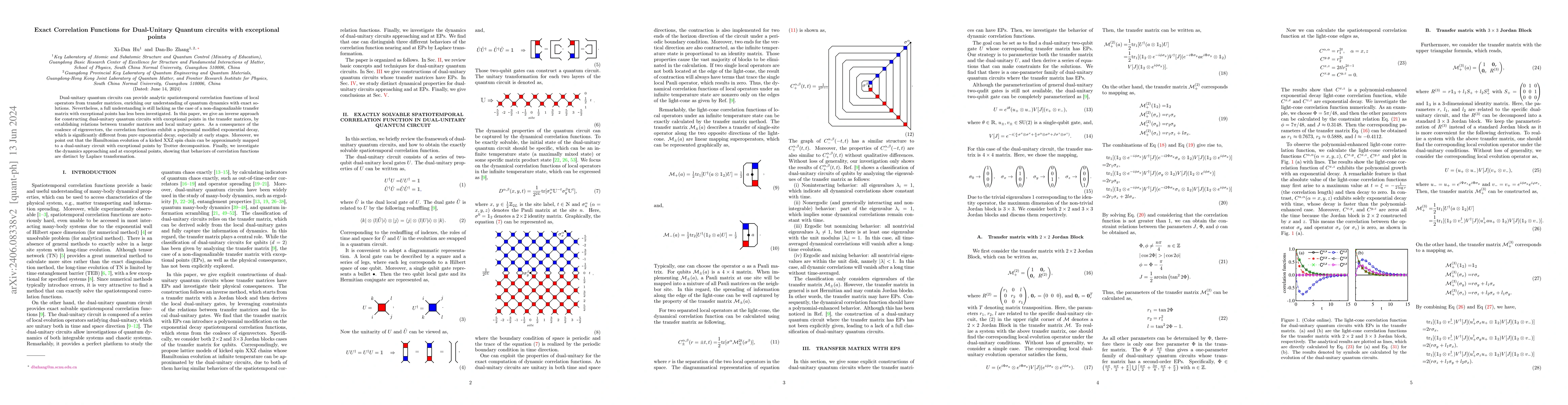 Thumbnail for Exact Correlation Functions for Dual-Unitary Quantum circuits with
  exceptional points
