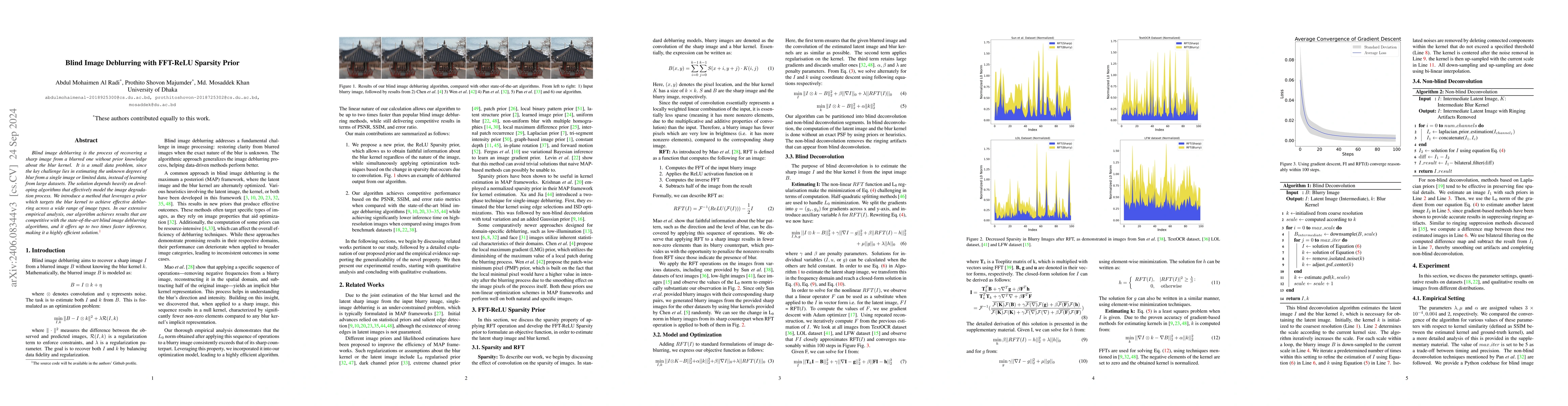Thumbnail for Blind Image Deblurring using FFT-ReLU with Deep Learning Pipeline
  Integration
