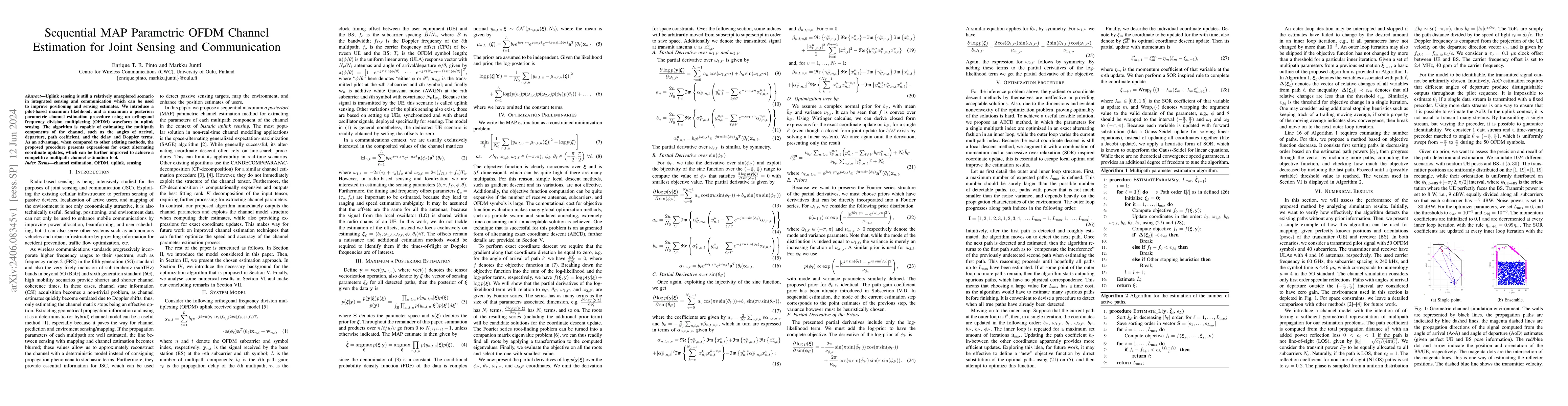 Thumbnail for Sequential MAP Parametric OFDM Channel Estimation for Joint Sensing and
  Communication