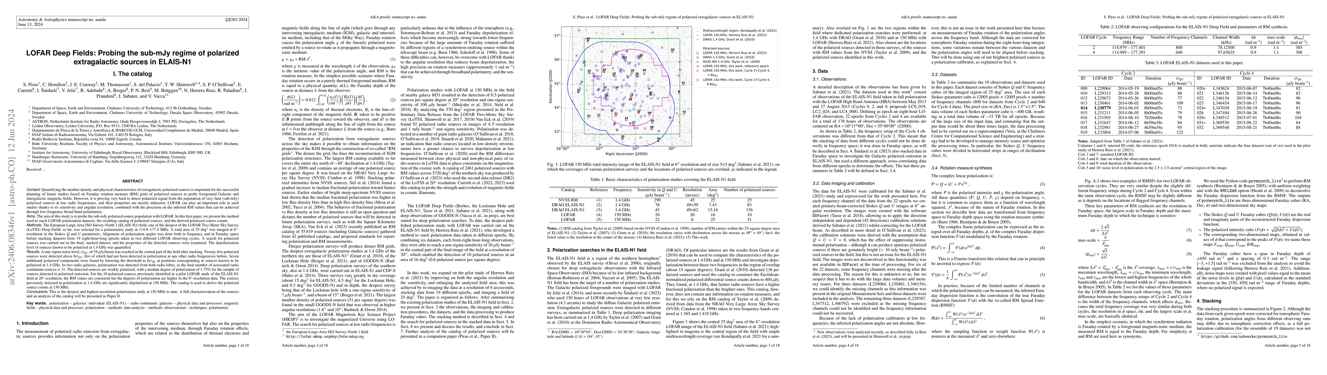 Thumbnail for LOFAR Deep Fields: Probing the sub-mJy regime of polarized extragalactic
  sources in ELAIS-N1. I. The catalog