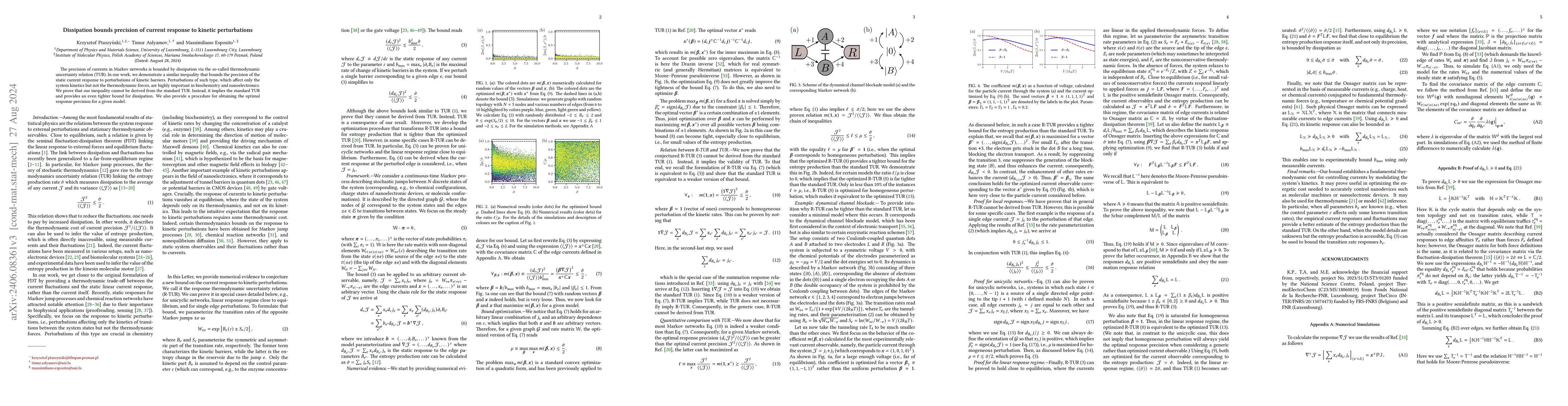 Thumbnail for Dissipation bounds precision of current response to kinetic
  perturbations