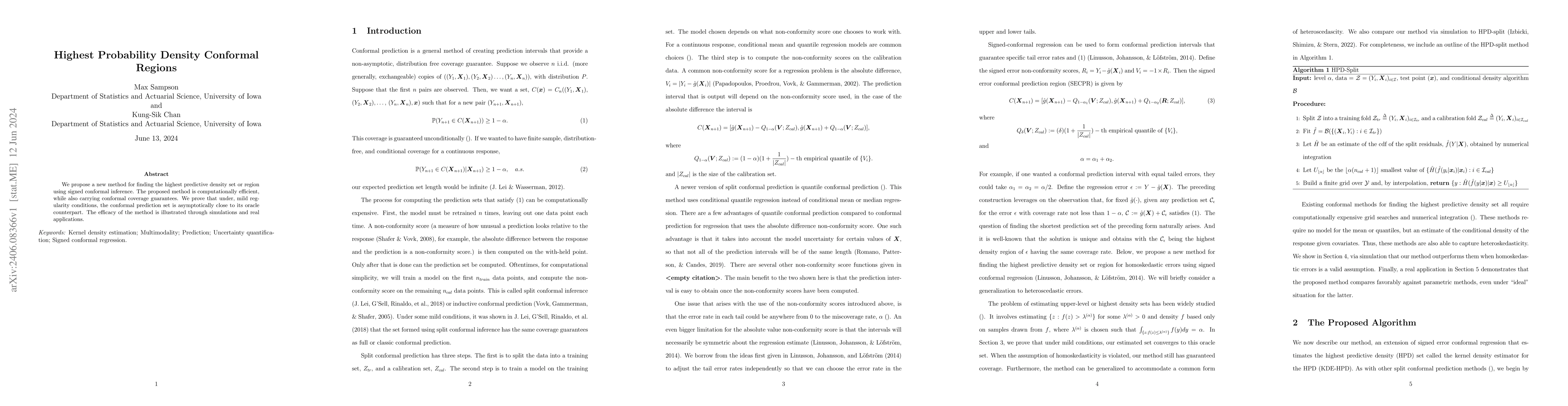 Thumbnail for Highest Probability Density Conformal Regions