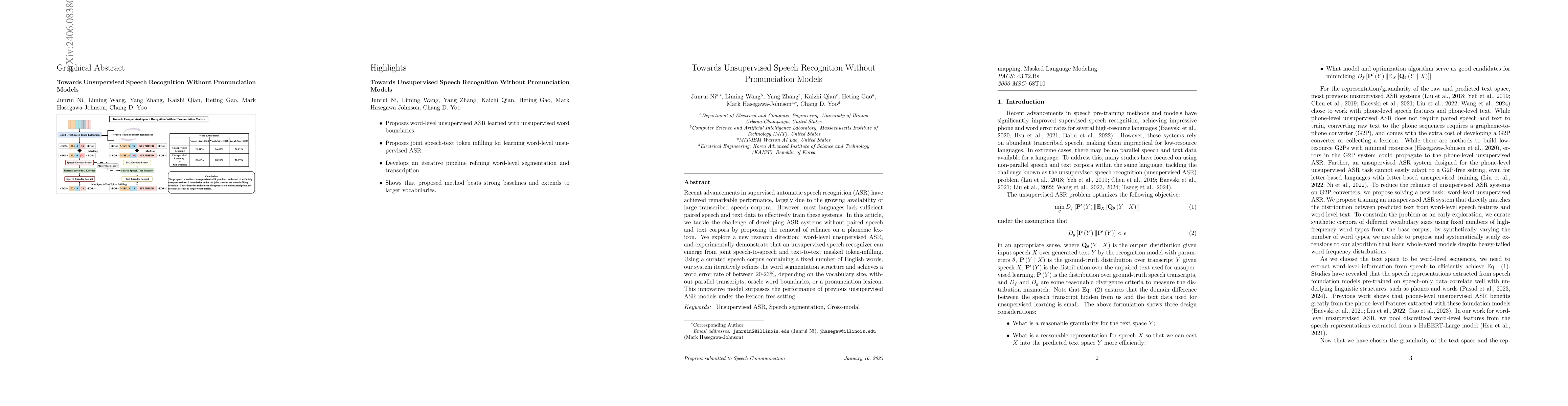 Thumbnail for Towards Unsupervised Speech Recognition Without Pronunciation Models