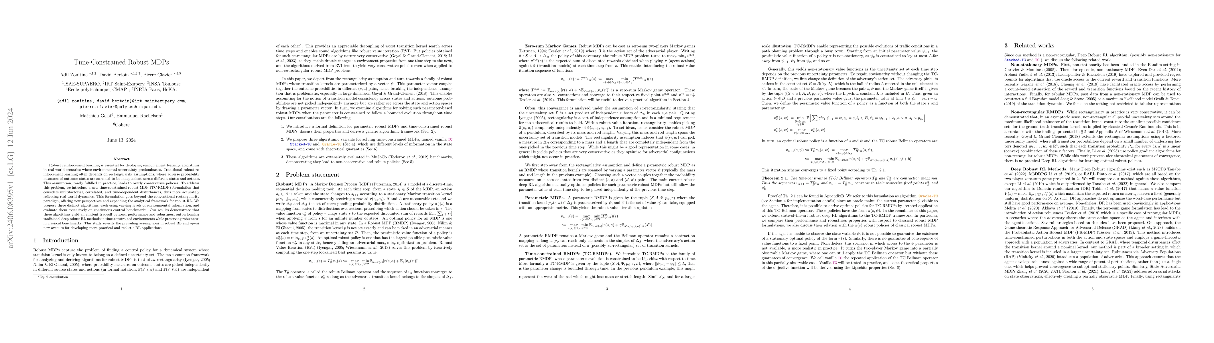 Thumbnail for Time-Constrained Robust MDPs