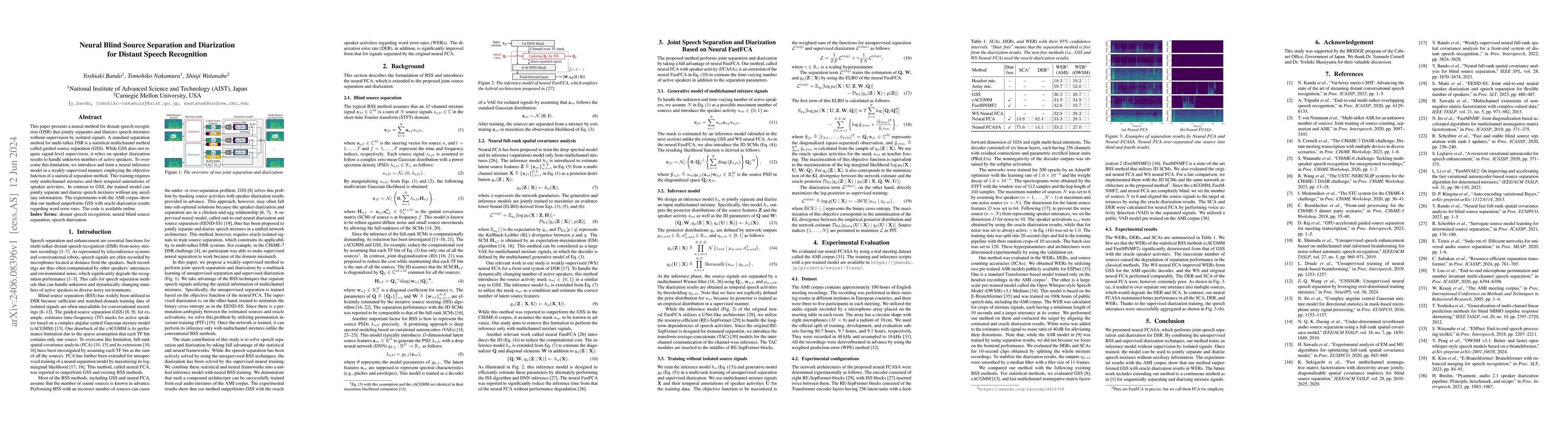 Thumbnail for Neural Blind Source Separation and Diarization for Distant Speech
  Recognition